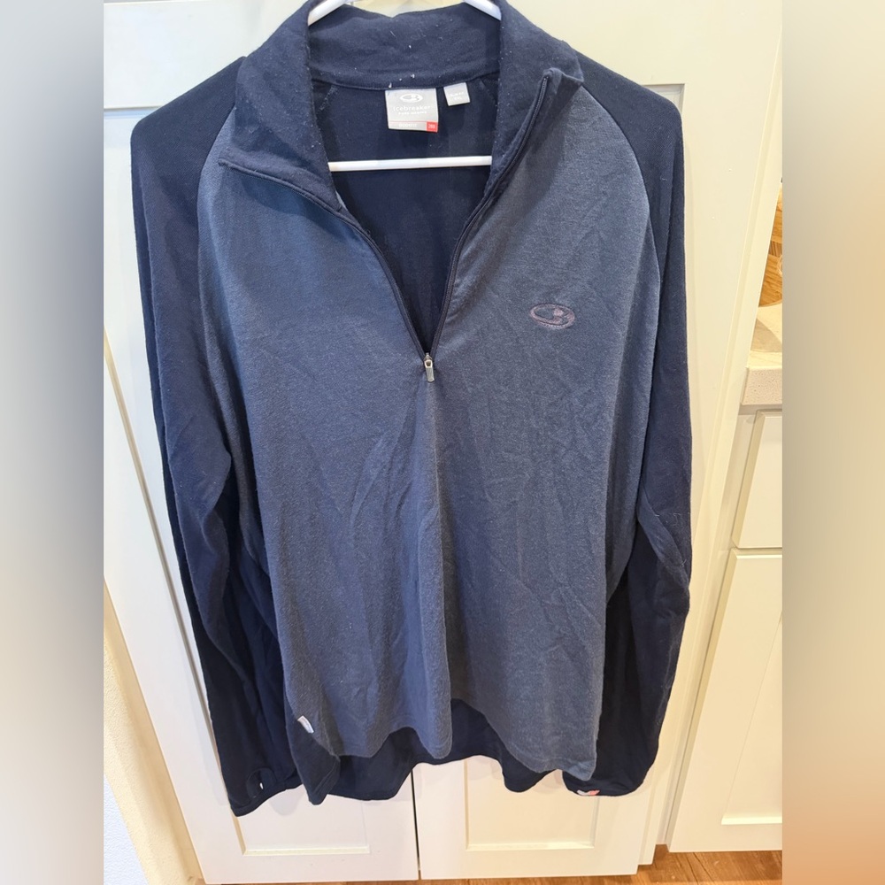 Men's Navy and Gray Half-Zip Sweater